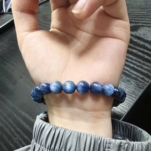 Natural Blue Kyanite Bracelet With Aquamarine Beads Healing Crystal Jewelry Minimalist Boho Gift For Women - Product Image 3
