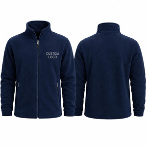 Men's Navy <b>Fleece</b> <b>Jacket</b> Full Zip Stand Collar Embroidery Front Custom Knitted 100% Polyester Cotton <b>Lining</b> Warm Casual Winter - Product Image 4