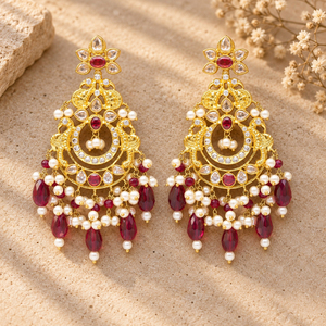 Boucles d'oreilles pendantes en perles multicolores plaquées or, vente en gros, fabricant en gros - Product Image 6