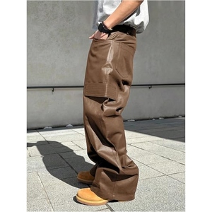 Custom <b>Men</b>’s <b>Leather</b> Pants Slim Fit Motorcycle <b>Trousers</b> Fashion Casual <b>Leather</b> Pants Streetwear Bottoms OEM Private Label - Product Image 4