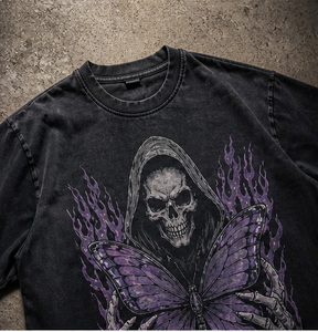 T-shirt graphique vintage délavé personnalisé pour homme, coupe oversize, 100 % coton, streetwear, impression DTG, tissu épais, vêtement urbain décontracté - Product Image 3
