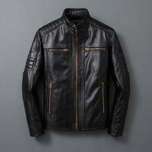 100% High Quality Comfortable Breathable <b>Men</b> Black Cow Leather <b>Jacket</b> Winter Warm Long Sleeve Stand Collar Streetwear <b>Sherpa</b> - Product Image 6