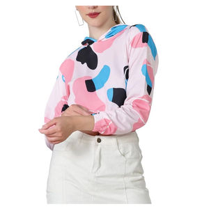 Women Hooded Short <b>Long</b> <b>Sleeve</b> Solid Knitted 100% Cotton Sweatshirt Pink Blue <b>Black</b> Casual Winter Autumn Spring Wear - Product Image 1