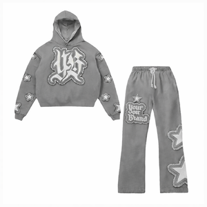 Pantalones Apilados Unisex, Conjuntos Deportivos de Estilo Urbano, Diseño de Marca Personalizado, Estampado con Pedrería, Bordado, Logotipo de Estrella Desgastado, Ogos - Product Image 3