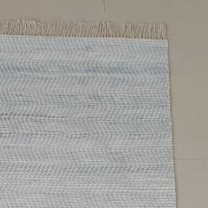 Alfombra Durrie de Algodón Hecha a Mano, Tejido Plano, Alfombra India Dhurrie, Rayas Azul Claro, Minimalista, Ecológica, Antideslizante para Sala de Estar - Product Image 5