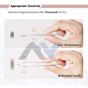 Pince à cils en acier inoxydable pour extensions de cils, couleur or rose, avec logo personnalisé, lot de 2 pièces, vente en gros - Product Image 2