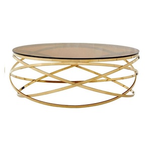 Contemporary Metal Coffee <b>Table</b> With Glass <b>Top</b> Elegant Handmade Furniture For Luxury Living Room Decoration - Product Image 3