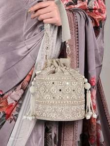 Bolso Potli con Cordón y Bordado de Cuentas, para Fiestas, Bodas, Joyería y Cosméticos - Product Image 6