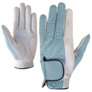 Gant de golf DARIB IMPEX en cuir véritable pour droitier, antidérapant, pour homme, fermeture à enfiler, respirant, impression en relief, bleu foncé - Product Image 2