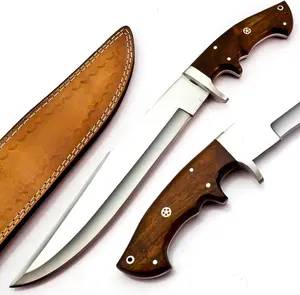 Pisau berburu Bowie besi anti karat J2 buatan tangan pisau taktis berburu luar ruangan untuk dijual pisau pegangan kayu dengan selubung