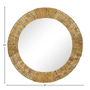 Nouveau produit Miroir mural en forme de fleur en jacinthe d'eau et jonc de mer, fabrication vietnamienne, décoration de salon haut de gamme 2026 - Product Image 3