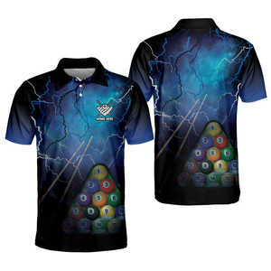 Camisa de Billar para Hombre, 100% Poliéster, Tela de Lona Transpirable, Manga Corta, Diseño Sublimable Personalizable, Secado Rápido, OEM - Product Image 6