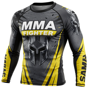 MMA Fighter Long Sleeve Rash Guard <b>Men's</b> Full Sleeve Sublimation Print Rash Guard Quick Dry <b>Compression</b> <b>Shirt</b> Rash Guard - Product Image 2