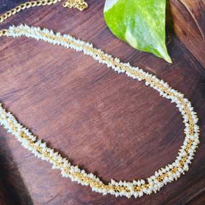Pearl Waist Chain Matte Finish Hip Chain-Gold Plated Stainless Steel Body Jewelry - Product Image 3