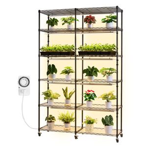Espositore per Piante da Interno a 6 Livelli a Doppia Fila con Luce LED per Coltivazione Alimentata tramite USB, 180 cm di Altezza, 200W, Timer FU - Product Image 1