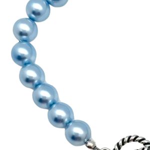 Light Blue Pearl <b>Beaded</b> <b>Bracelet</b> with <b>Silver</b> Round Medallion Charm Toggle Clasp Elegant Women Fashion Jewelry Gift Accessory - Product Image 6