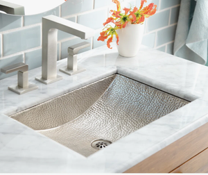 Produit de haute qualité, lavabo de salle de bain rectangulaire moderne en nickel martelé, lavabo en métal à poser sur le comptoir - Product Image 4