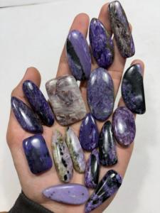 หินอัญมณี Charoite ทรงรีหินหลวมสีม่วงแร่สำหรับตกแต่งเล็บ - Product Image 6