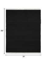 Tapis en jute noir uni tissé à la main avec franges, écologique, couleur unie, à poils plats