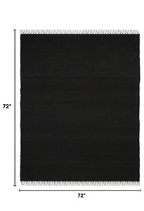 Tapis en jute noir uni tissé à la main avec franges, écologique, couleur unie, à poils plats - Product Image 4