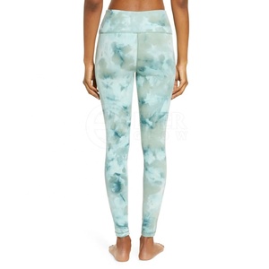 High Waisted Full Length Yoga <b>Leggings</b> With Cloud Print Seamless Spandex Nylon Pants For <b>Women</b> - Product Image 3