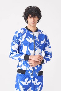 Ensemble de survêtement pour homme, imprimé oiseaux bleus et blancs, veste zippée et pantalon, vêtements de sport décontractés, coupe régulière, polyester, pour le jogging - Product Image 4