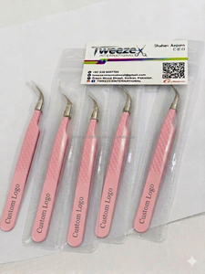 Pince à épiler professionnelle pour extensions de cils, en acier inoxydable, avec logo personnalisé, pointe incurvée lisse de 10 mm, précision beauté - Product Image 5