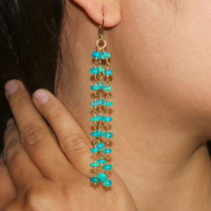 Boucles d'oreilles pendantes à trois rangs les plus vendues, boucles d'oreilles pendantes à triple rang, boucles d'oreilles pendantes à longue chaîne - Product Image 2