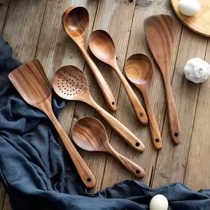 Ensemble élégant de cuillères et fourchettes en bois naturel pour salade – Ustensiles de service et de mélange pour la cuisine - Product Image 5