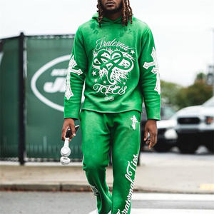 Conjunto de Sudadera con Capucha y Pantalones Deportivos de Algodón con Estampado por Transferencia Térmica, Lavado Ácido, de Alta Calidad, para Invierno, Estilo Urbano - Product Image 2