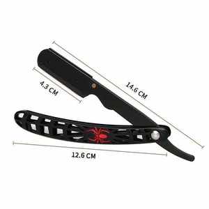 Black Folding Razor Red <b>Spider</b> Design 14.6 Cm Stainless Steel Blade ABS Handle Barber Shop Use Single Blade Manual for Men - Product Image 1