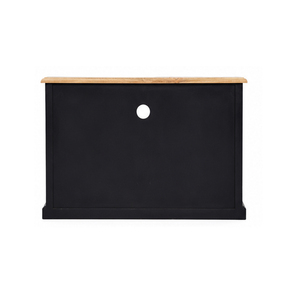 Meuble TV moderne en bois noir avec plateau en bois naturel, console de rangement, unité multimédia pour salon - Product Image 1