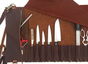 Étui de transport professionnel de luxe en cuir de vachette pour couteaux de chef, avec protection anti-odeur et robuste LSKR-0023 - Product Image 3