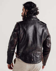 Chaqueta de Motociclista de Cuero Genuino Marrón para Hombre, con Cierre de Cremallera, Cuello Camisero, Corte Regular, Estilo Otoñal - Product Image 2