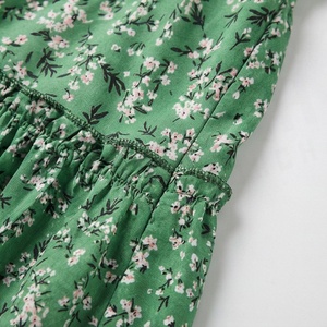 Jupe courte à taille haute pour femme, motif floral, coupe trapèze, volants, en mousseline de viscose et coton, style chic prairie, printemps - Product Image 5