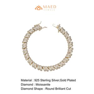 Pulsera de Cadena Fina con Moissanita Dorada, Joyería de Moda para Uso Diario, Regalo para Hombres y Mujeres, Estilo Los Ángeles - Product Image 6