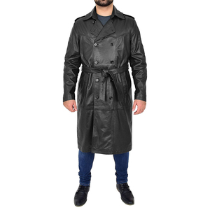 Abrigo largo de cuero para hombre al por mayor de fábrica – Chaqueta de invierno extragrande de color liso con MOQ bajo, OEM, ODM - Product Image 1
