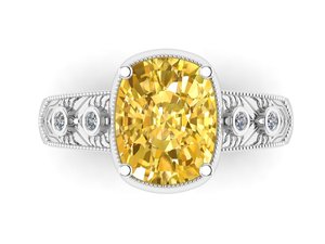 Elegant Ladies Gold Silver <b>Ring</b> With Yellow White Rose Tone Cushion Cut 4.04 CTS Moissanite CVD Colour Stone <b>CZ</b> EGL VVS2 D VS1 - Product Image 2