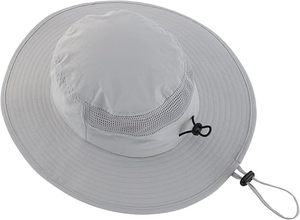 Chapeau Bob Unisexe Gris Clair en Maille Respirante Style Safari avec Broderie 3D, Sangle Réglable, pour Activités de Plein Air Estivales Décontractées pour Adultes - Product Image 5