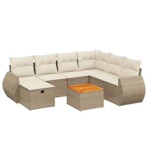Set Divano da Giardino in Rattan PE Beige con Acciaio Verniciato a Polvere e Legno di Acacia, Arredamento da Esterno di Alta Qualità - Product Image 2