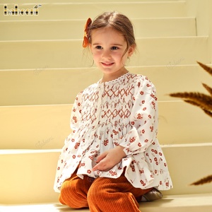 Smocked hoa hàng đầu và rộng wale vải to sợi quần đặt ODM OEM Cô Gái Quần Áo Bộ Romper cho bé trai trẻ em quần áo-dr4278 - Product Image 6