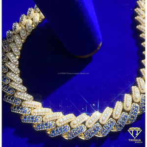 Collier en diamant de culture en argent sterling 925 avec design à maillons noirs et dorés pour la vente en gros de bijoux - Product Image 2