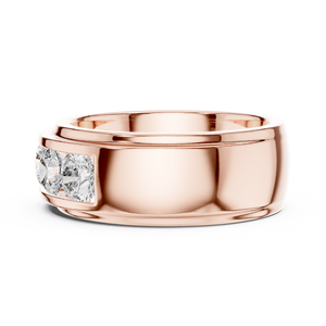 Anillo de Diamantes Cultivados en Laboratorio, Corte Redondo, Certificado de Lujo, Unisex, Media Banda, en Oro Rosa de 18 Quilates, para Compromiso, Boda, Fiesta, Uso Diario y de Oficina - Product Image 3