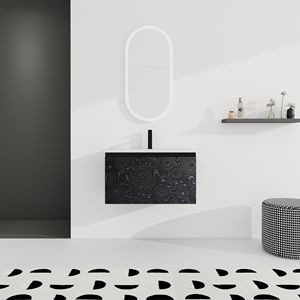 Mobile bagno sospeso da 30 pollici con lavabo in ceramica e anta con chiusura ammortizzata, kit di montaggio (KD) - Product Image 1
