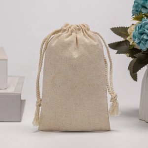 Pink Polyester/Cotton Muslin Bags Water Resistant Eco-Friendly Durable Washable Adjustable <b>Drawstring</b> Logo Print Promotional - Product Image 6