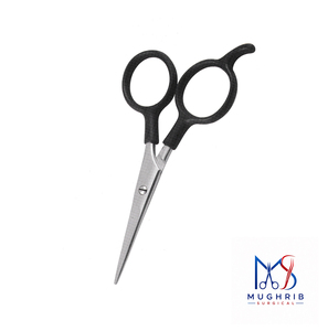 Ciseaux à moustache à grandes boucles, finition mate, pour gauchers, en acier inoxydable durable, lame droite, taille 12 cm, logo personnalisé - Product Image 5