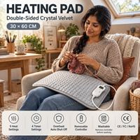 Coussin chauffant électrique en polaire cristal gris 30x60cm, 9 niveaux de température, réglage de la durée 0,5-2H, protection contre la surchauffe, lavable
