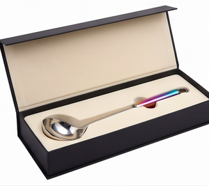 Cuillère de service en acier inoxydable avec manche arc-en-ciel, manche long, finition miroir, design moderne pour la cuisine et l'hôtellerie - Product Image 6