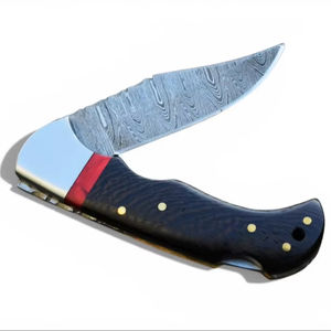 Professional Damascus Steel Straight Folding <b>Knife</b> Wengee Wood Handle Back <b>Lock</b> Hunting Camping Pocket EDC Multifunctional - Product Image 1