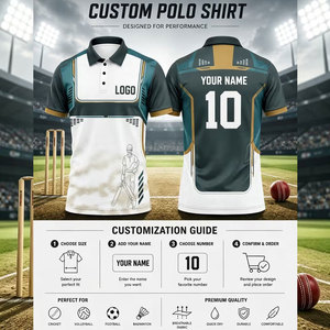 Custom Polo <b>Shirt</b>, Name Number Logo Printable, Lightweight Quick-Dry Moisture-Wicking Athletic Top, Suitable for Cricket Footbal - Product Image 1
